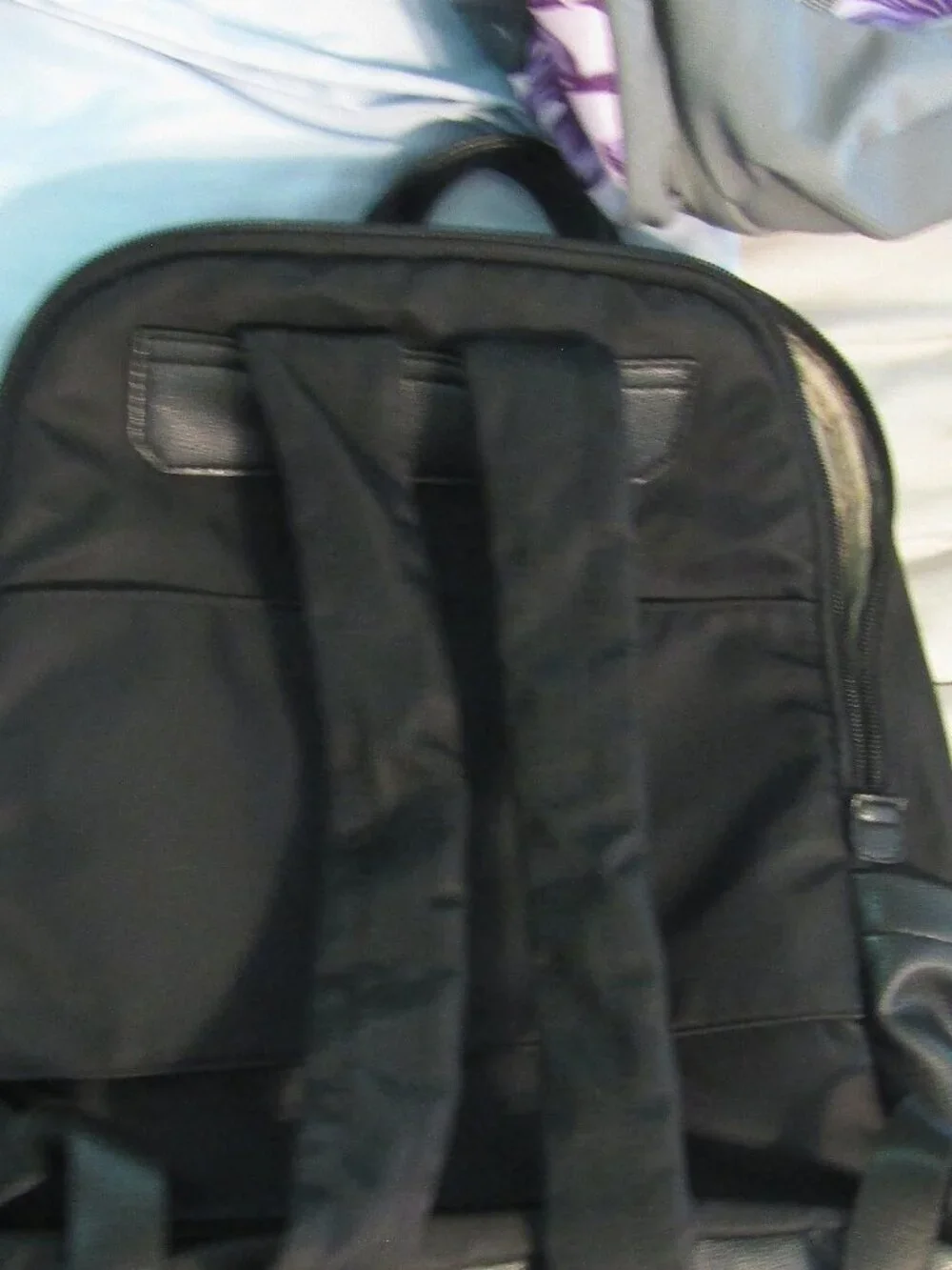 EUC LG Black TUTILO NY BOOKBAG Zipper Front Multiple Pockets Myanmar Backpack